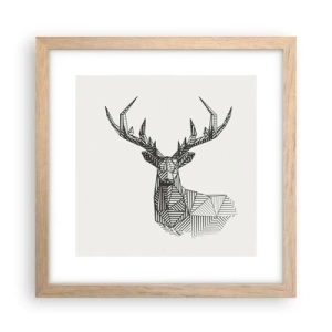 Poster în ramă de stejar deschis - Cerb în stil cubist - 30x30 cm