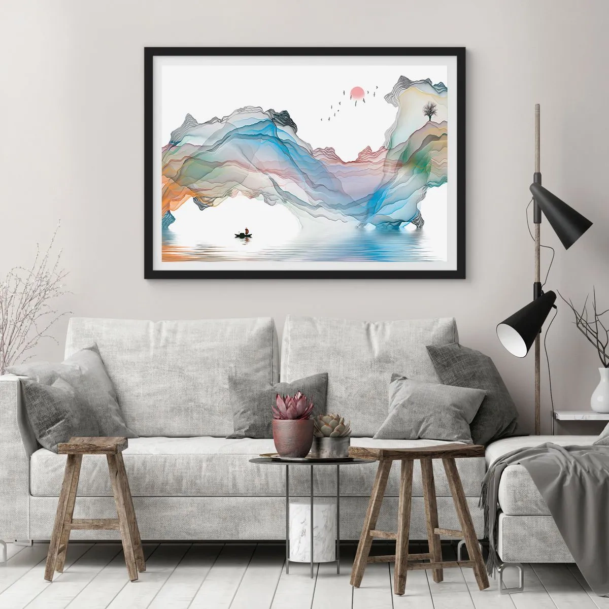 Poster în ramă neagră - Spre munții de cristal - 91x61 cm