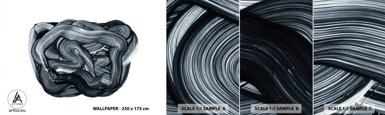 Mostră de Tapet Standard Eco - Nu este atât de simplu - Abstracția, Grafică, alb-negru - 100x30 cm