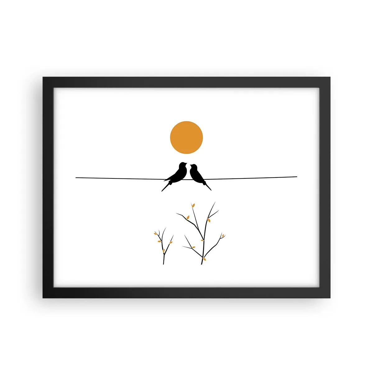 Poster în ramă neagră - Seară cu privighetori - 40x30 cm