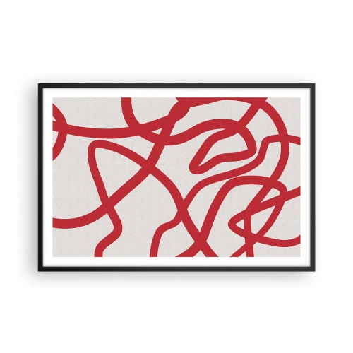 Poster în ramă neagră - Roșu pe alb - 91x61 cm