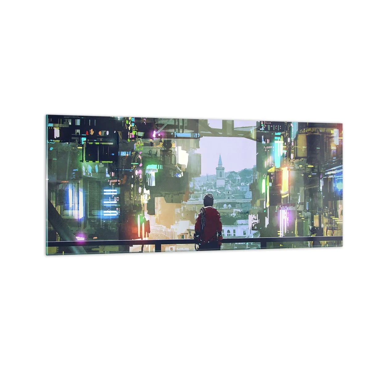 Tablou pe sticlă - Două lumi - 100x40 cm