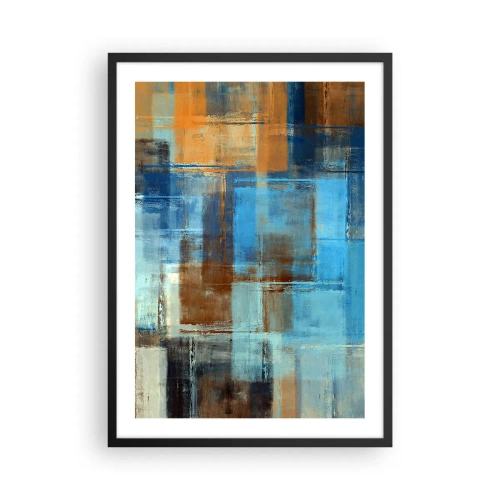 Poster în ramă neagră - Modele geometrice abstracte în nuanțe de albastru - 50x70cm - Prin valul albastru - Decorațiune modernă pentru perete pentru living și dormitor ARTTOR