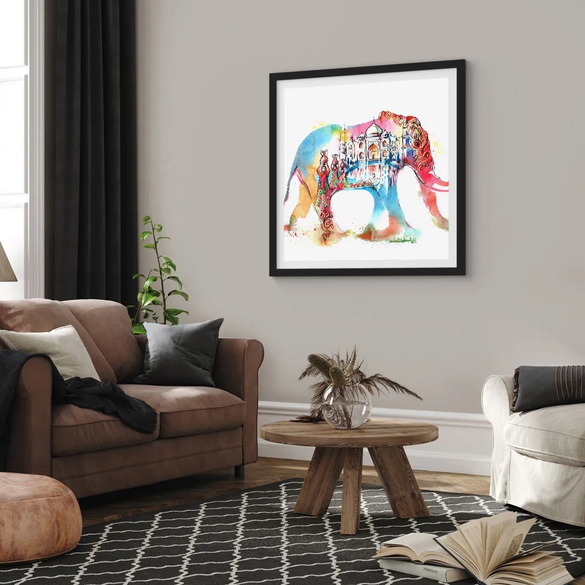 Poster în ramă neagră - India - aura iubirii - 50x50 cm