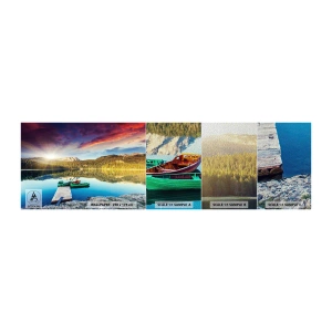 Mostră tapet Premium Sand - Spre o apă netedă ca o oglindă - Peisaj, Munţi, pădure - 100x30 cm
