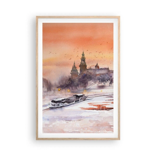 Poster în ramă de stejar deschis - Apus de soare regal - 61x91 cm