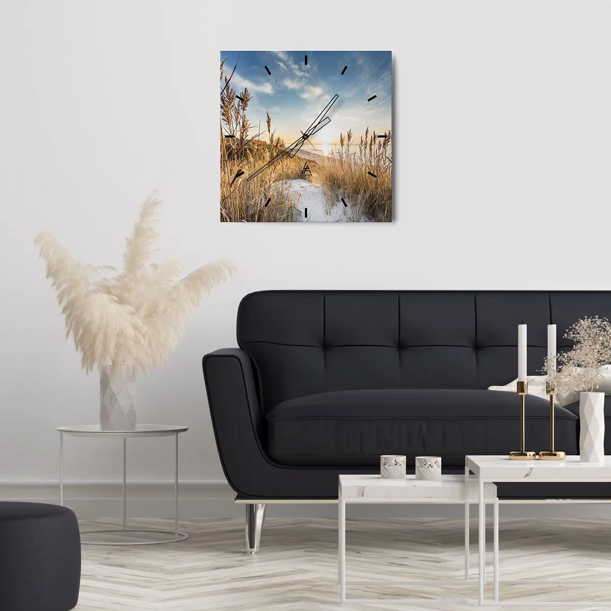 Ceas de perete - Ceas pe sticlă - Plaja de nord - 30x30 cm