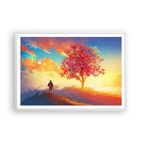 Poster în ramă albă - Pelerin la destinație - 100x70 cm