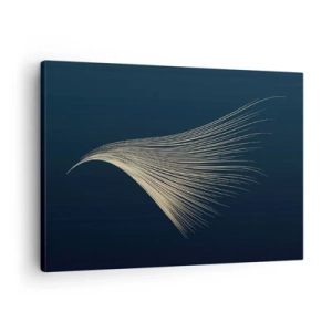 Tablou pe pânză Canvas - O linie delicată asemănătoare unei pene pe un fundal bleumarin - 70x50cm - Ca părul unui înger - Decorațiune modernă pentru perete pentru living și dormitor ARTTOR