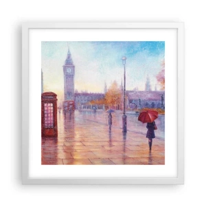 Poster în ramă albă - O zi de toamnă londoneză - 40x40 cm