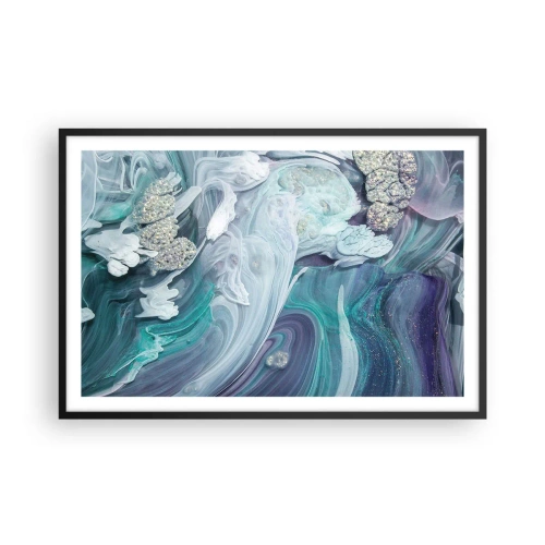 Poster în ramă neagră - Râuri de albastru - 91x61 cm