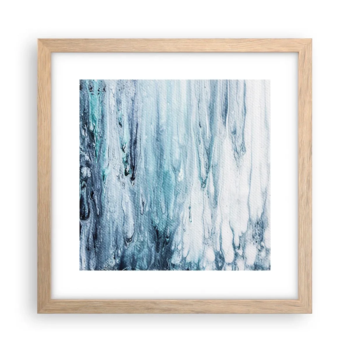 Poster în ramă de stejar deschis - Țurțuri de albastru - 30x30 cm