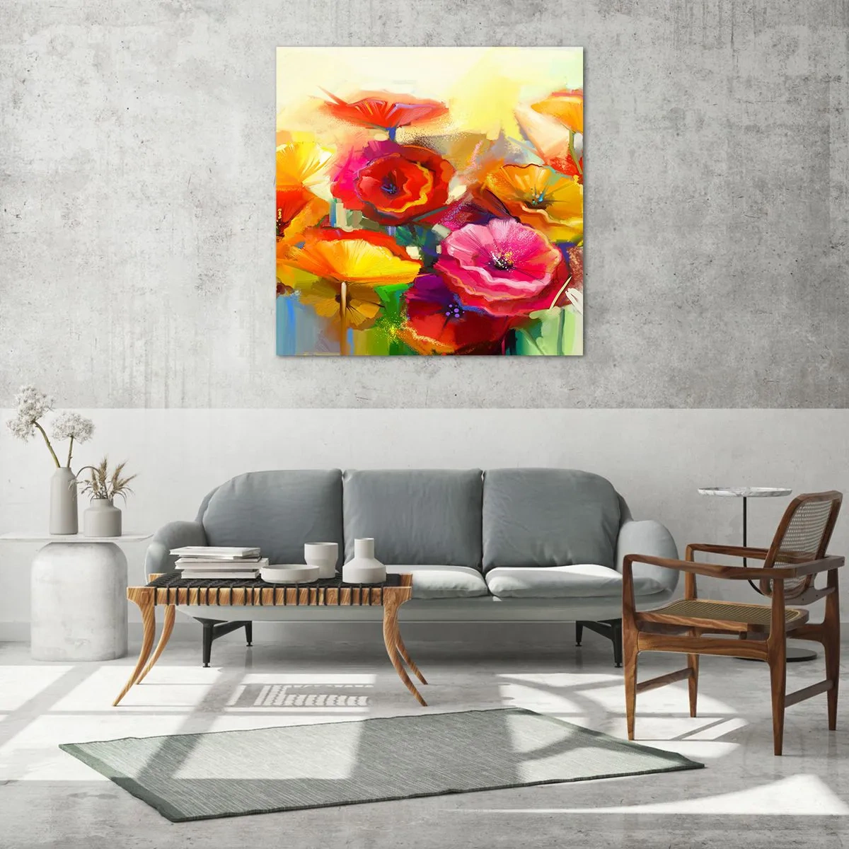 Tablou pe sticlă - Nu numai roșu - 70x70 cm