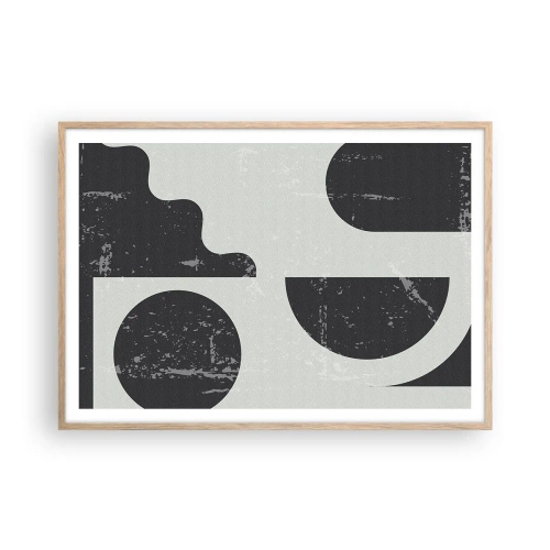Poster în ramă de stejar deschis - Compoziție deasupra și dedesubt - 100x70 cm