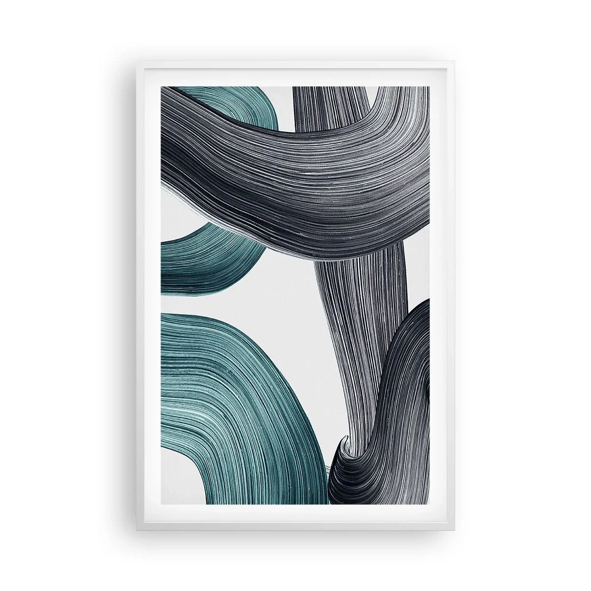 Poster în ramă albă - Trasee de smarald și negru - 61x91 cm