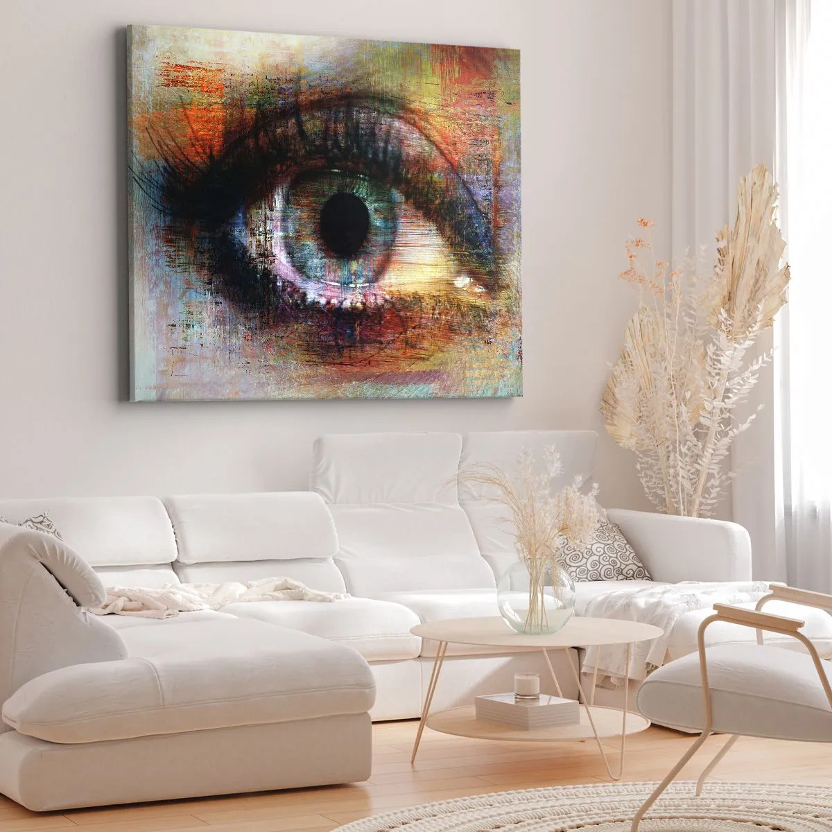 Tablou pe pânză Canvas - Ochi artistic în abstracție multicoloră - 70x50cm - Poți privi în suflet - Decorațiune modernă pentru perete pentru living și dormitor ARTTOR