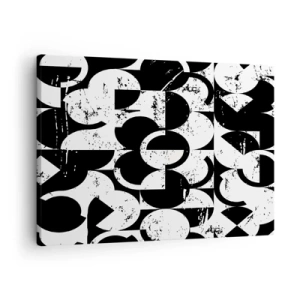 Tablou pe pânză Canvas - Model geometric abstract alb-negru cu efect vintage - 70x50cm - Albul e alb și negrul e negru - Decorațiune modernă pentru perete pentru living și dormitor ARTTOR