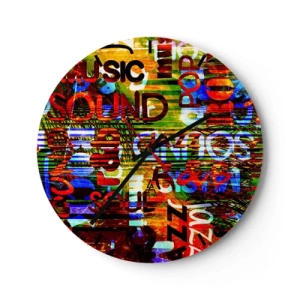 Ceas de perete - Ceas pe sticlă - Toate culorile sunetului - 40x40 cm