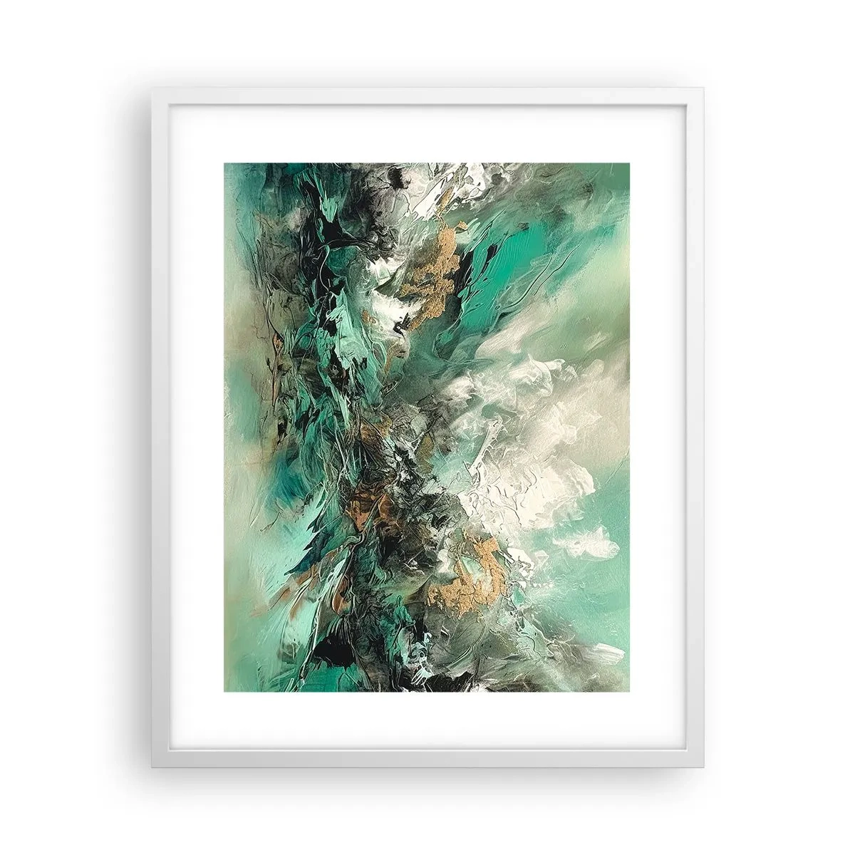 Poster în ramă albă - Fierbere negru-smarald - 40x50 cm