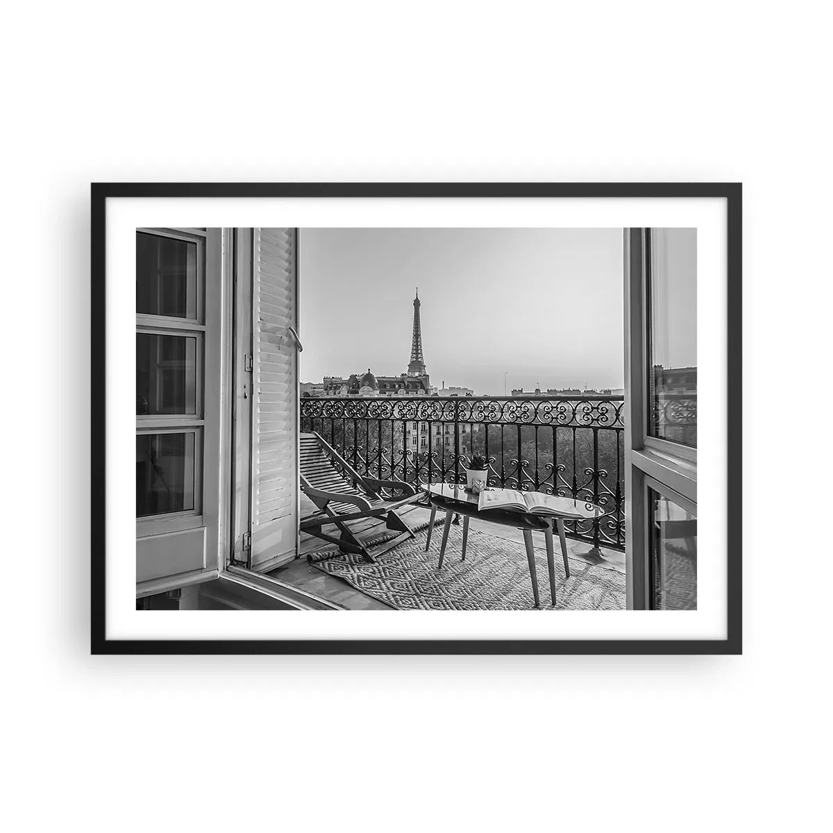 Poster în ramă neagră - După-amiază pariziană - 70x50 cm