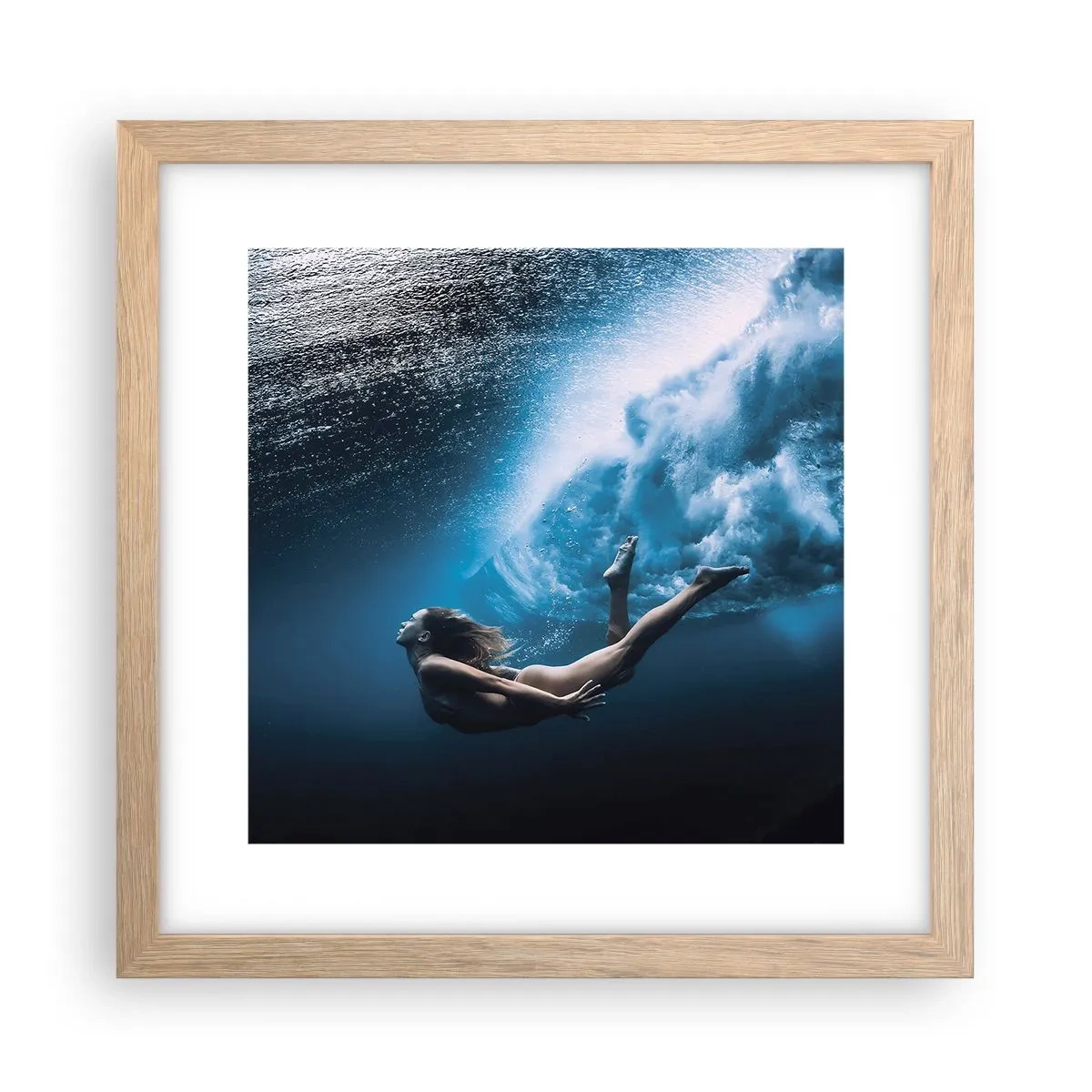 Poster în ramă de stejar deschis - Sirena modernă - 30x30 cm