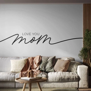 Tapet Standard Eco - Inscripția minimalistă „Te iubesc, mamă” pe fundal alb - 100x70cm - Mare emoție - Decorațiune modernă pentru perete pentru living și dormitor ARTTOR