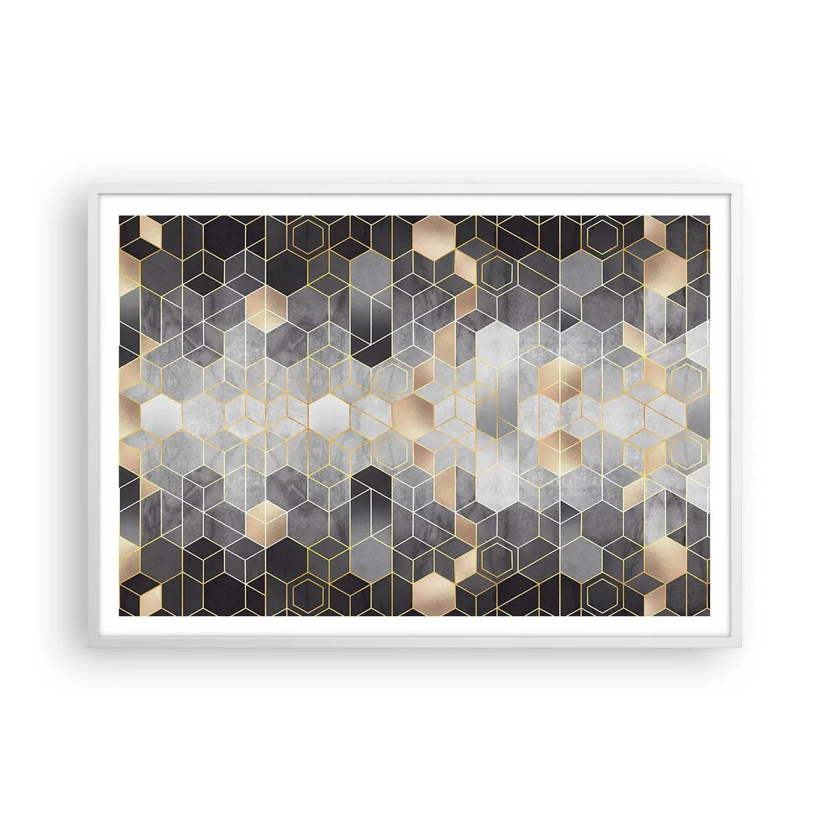 Poster în ramă albă - Compoziție diamantată - 100x70 cm