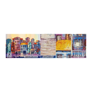 Mostră tapet Premium Canvas - Un oraș ca în basm - Bucată, Case de locuit, Oraș - 100x30 cm
