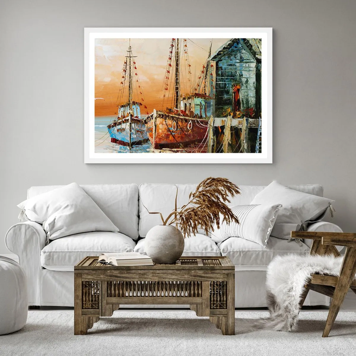 Poster în ramă albă - Întoarcere pașnică - 60x60 cm