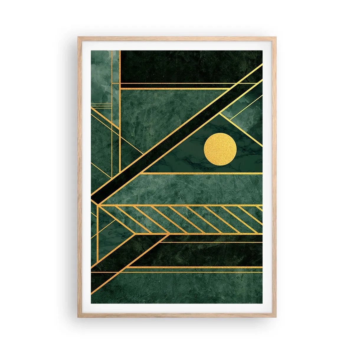 Poster în ramă de stejar deschis - Dinamica aurului și a azurului - 70x100 cm