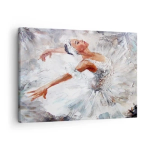 Tablou pe pânză Canvas - O balerină într-o rochie albă dansând - 70x50cm - Moale și ușoară ca tulul - Decorațiune modernă pentru perete pentru living și dormitor ARTTOR