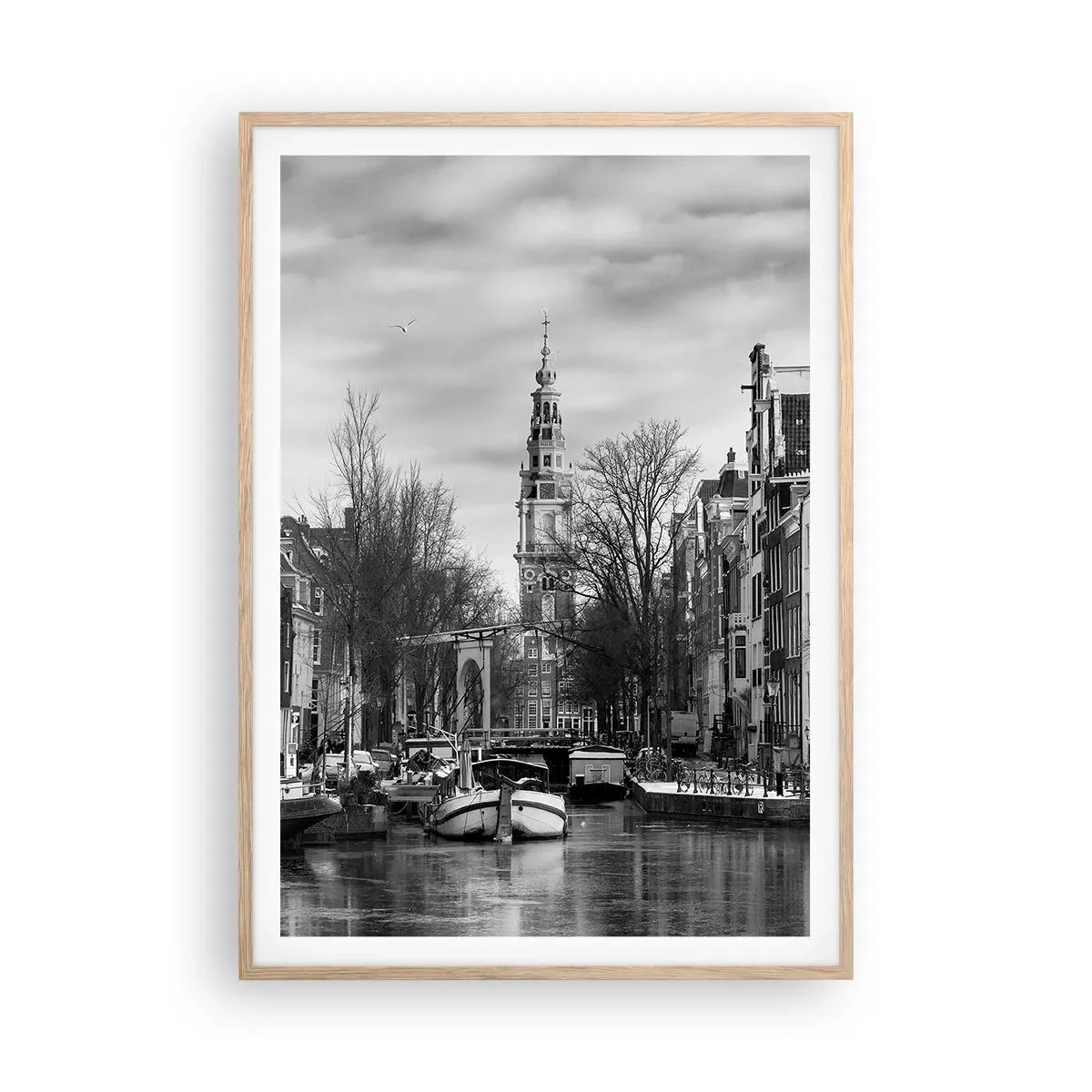 Poster în ramă de stejar deschis - Amsterdam vibes - 70x100 cm