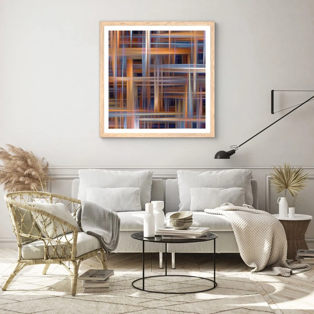 Poster în ramă de stejar deschis - Țesut din lumină - 60x60 cm