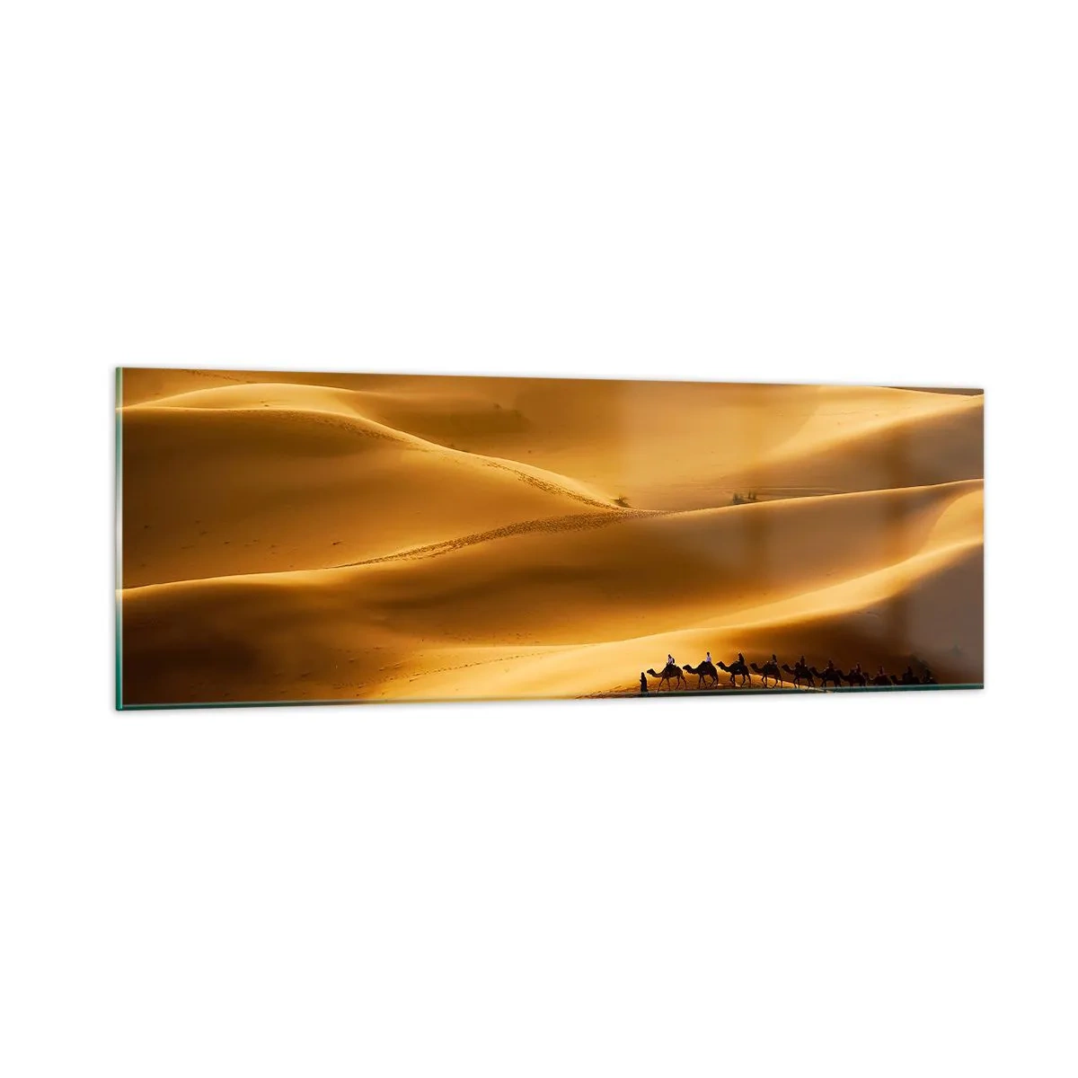 Tablou pe sticlă - Caravana pe valurile deșertului - 90x30 cm