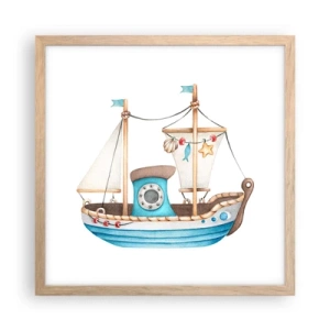 Poster în ramă de stejar deschis - Ahoy aventura! - 40x40 cm