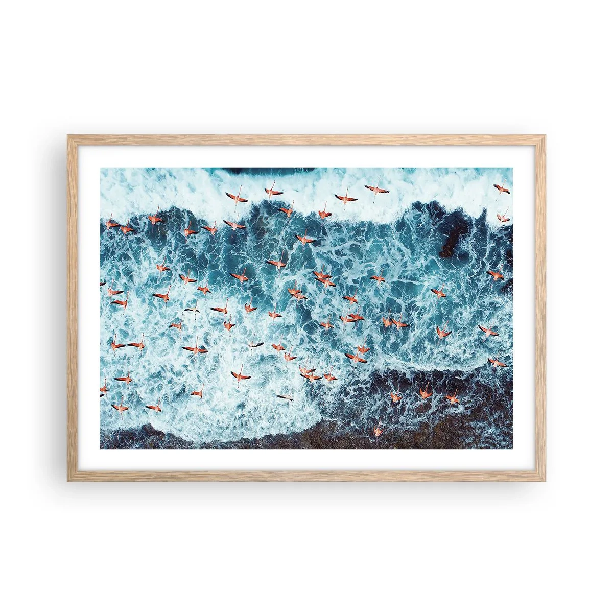 Poster în ramă de stejar deschis - Parada de la malul mării - 70x50 cm