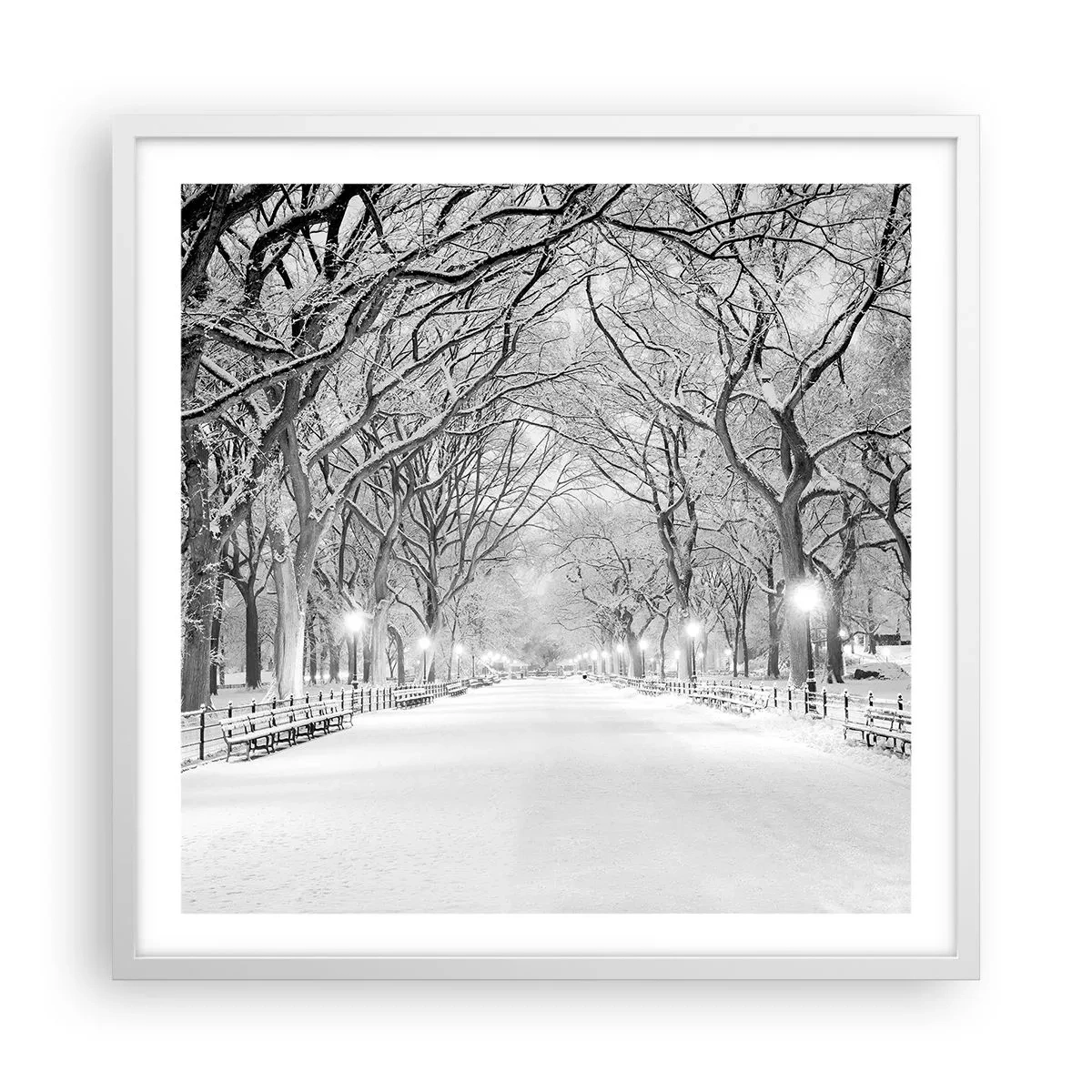 Poster în ramă albă - Cele patru anotimpuri – iarna - 60x60 cm