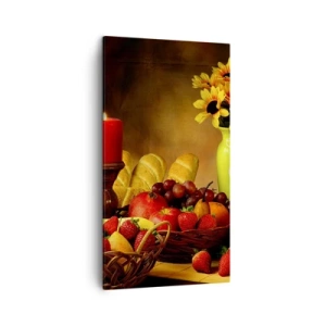 Tablou pe pânză - Natură moarte cu pâine și fructe - 45x80 cm