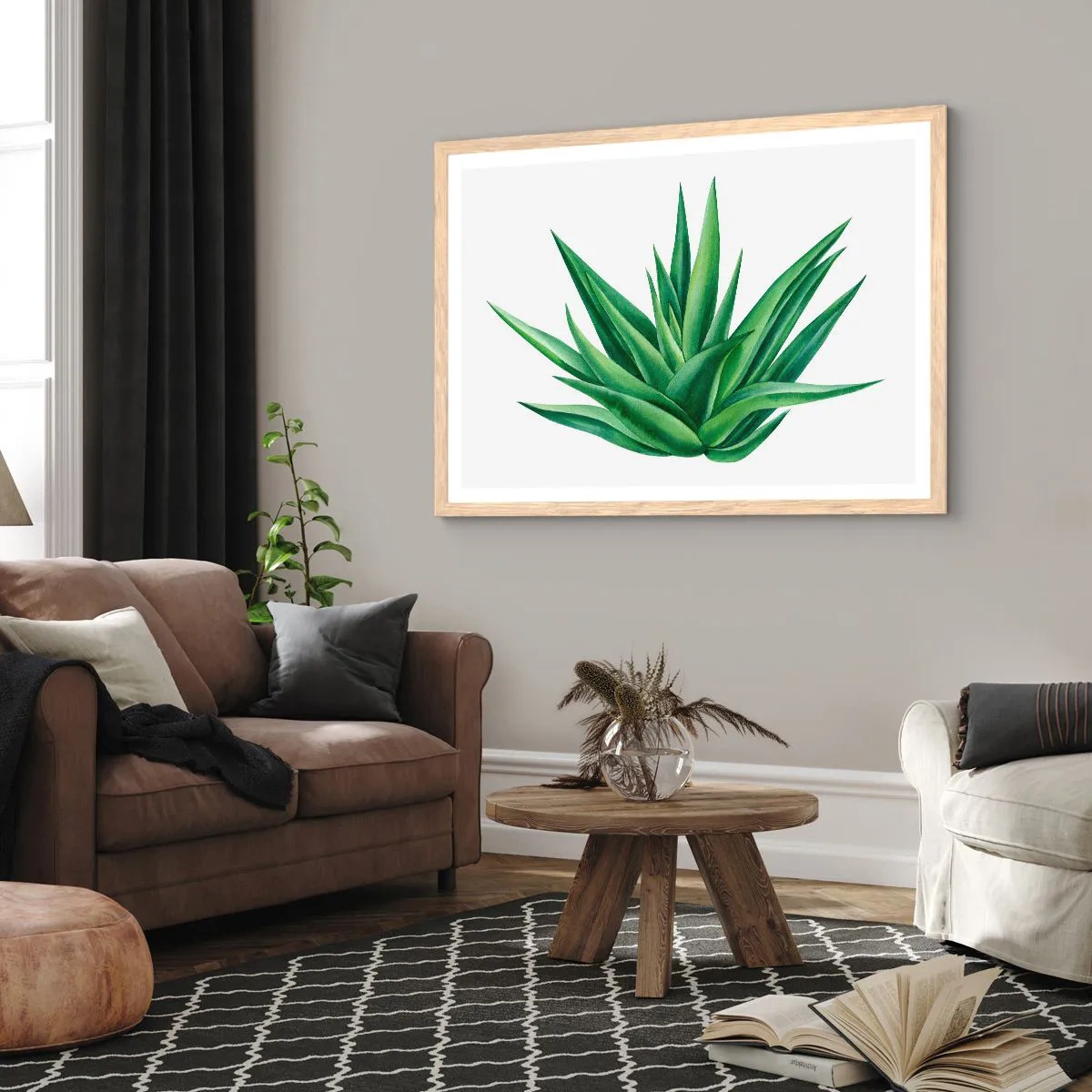 Poster în ramă de stejar deschis - Verde - putere - viață - 100x70 cm