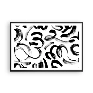 Poster în ramă neagră - Negru pe alb - 91x61 cm