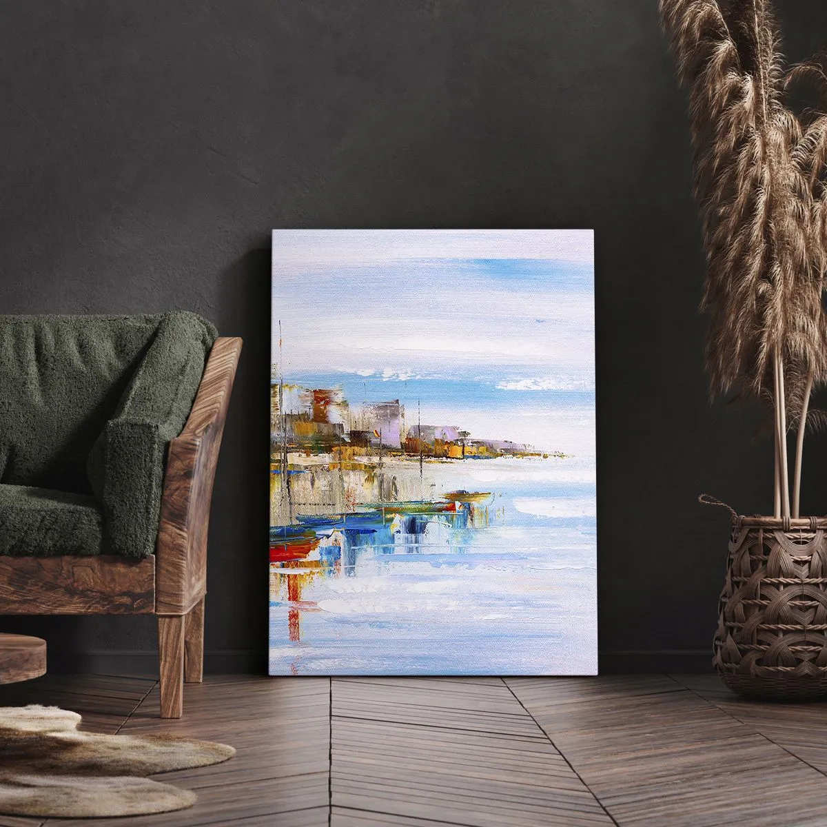 Tablou pe pânză - Port urban multicolor - 80x120 cm
