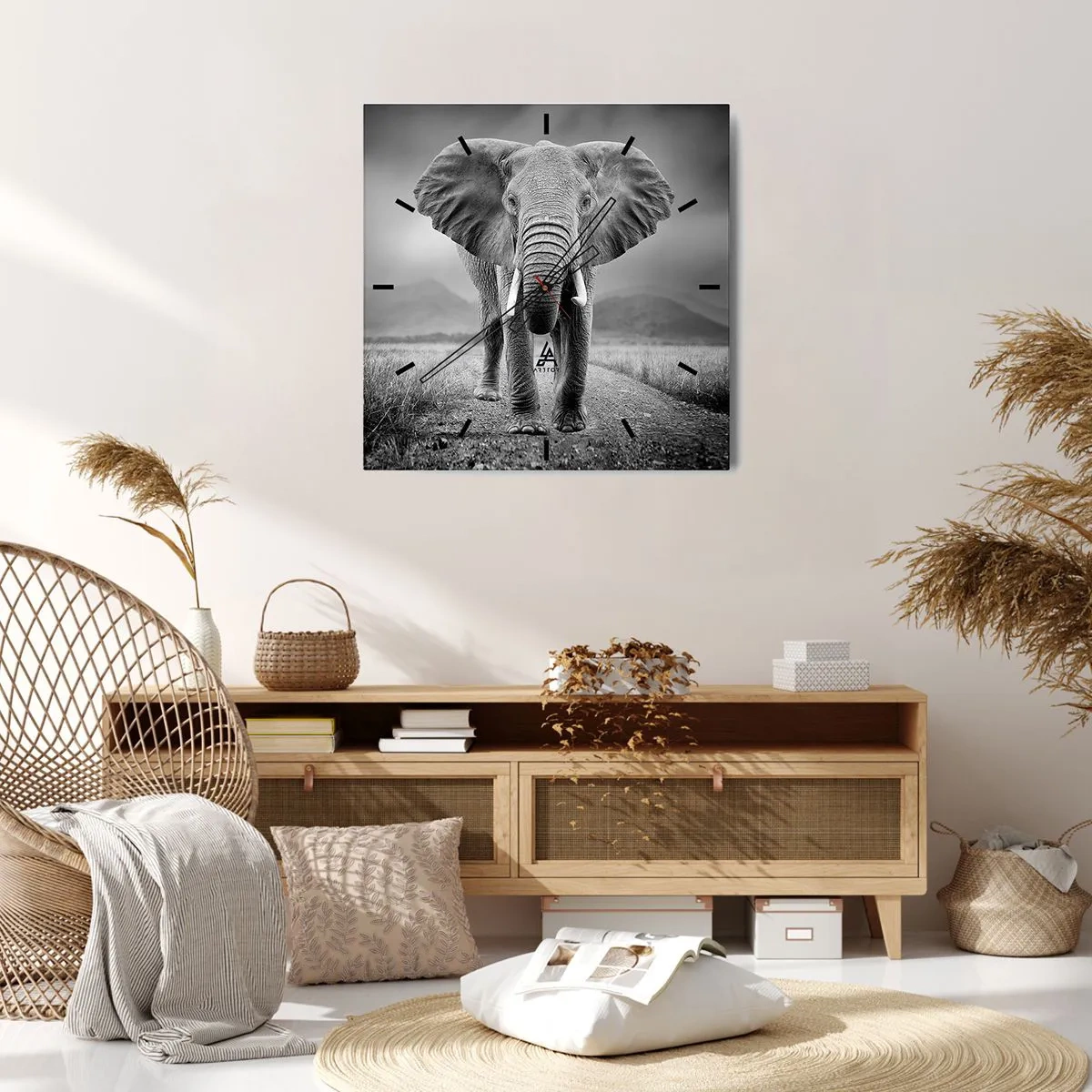 Ceas de perete - Ceas pe sticlă - Gazda te salută - 30x30 cm