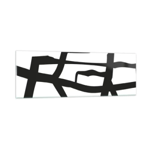 Tablou pe sticlă - Construcție în alb și negru - 90x30 cm