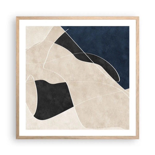 Poster în ramă de stejar deschis - Compoziție abstractă - contrast de culori - 60x60 cm