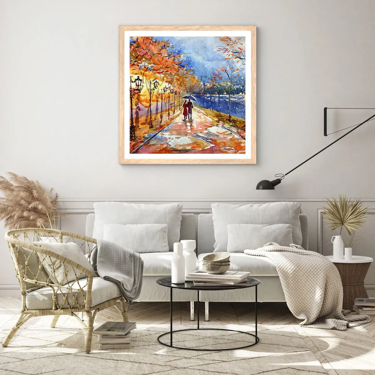 Poster în ramă de stejar deschis - Împreună până la limita de timp - 40x40 cm