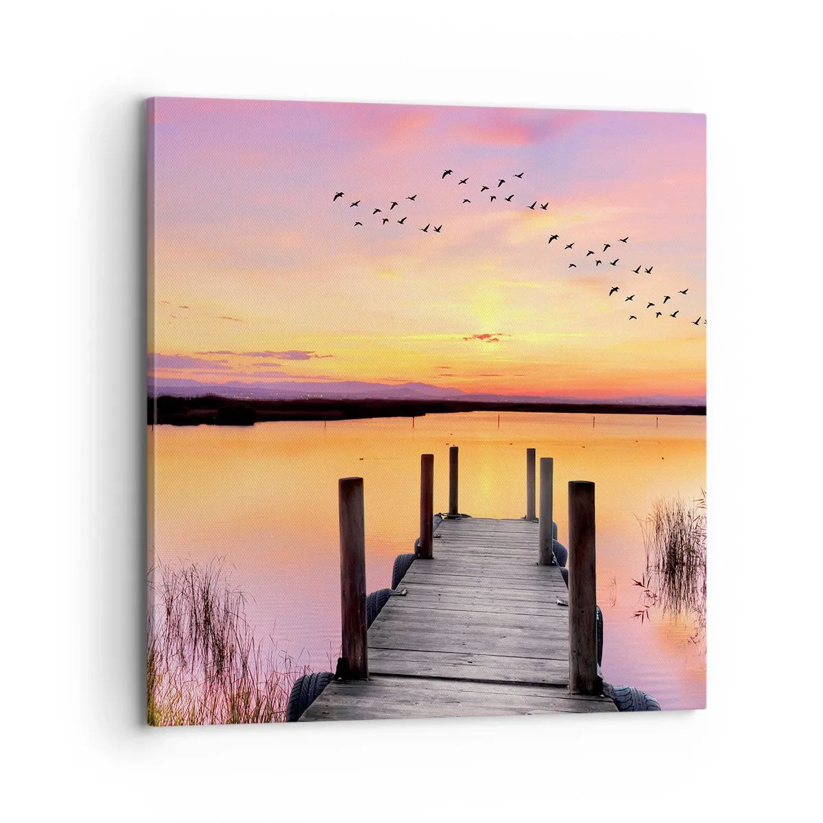 Tablou pe pânză - Zori liniștiți în mov - 70x70 cm