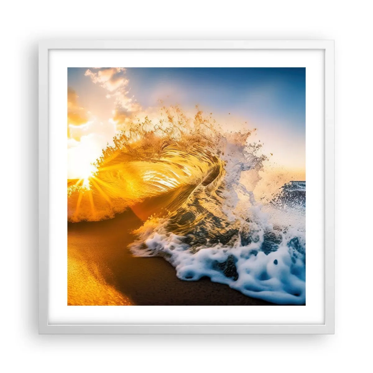 Poster în ramă albă - Joc în nisip - 50x50 cm