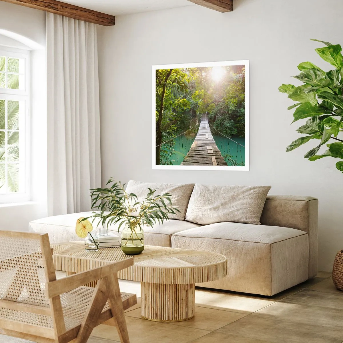 Poster - Peste apa de azur spre pădurea de azur - 50x50 cm