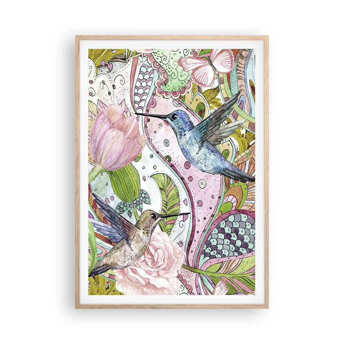 Poster în ramă de stejar deschis - Încurcat în viță de vie - 70x100 cm