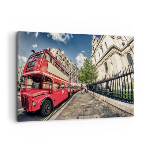 Tablou pe pânză - Stradă din Londra în gri și roșu - 120x80 cm